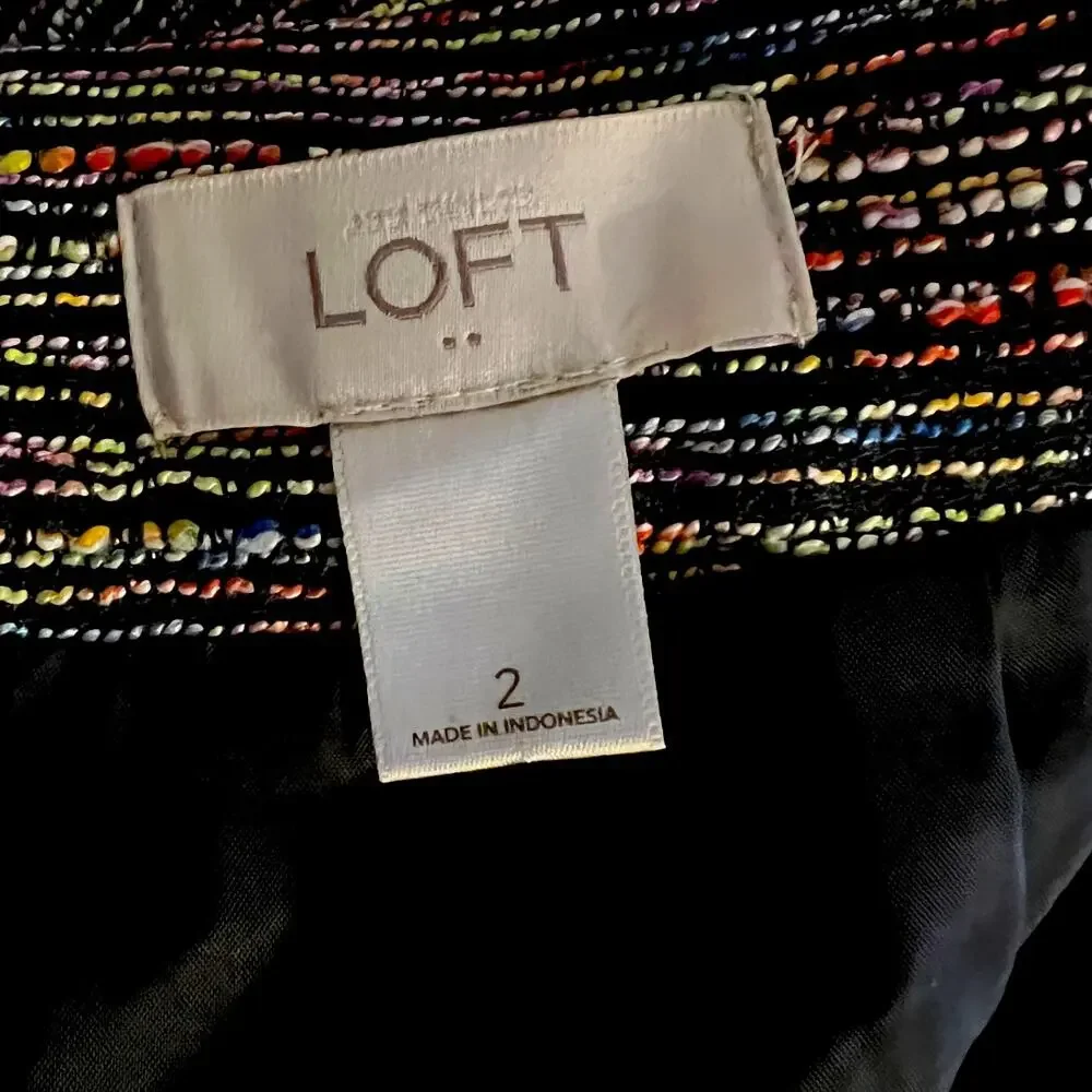 Ann Taylor LOFT Tweed Mini Skirt Womens 2 Multicolor Pockets Lined